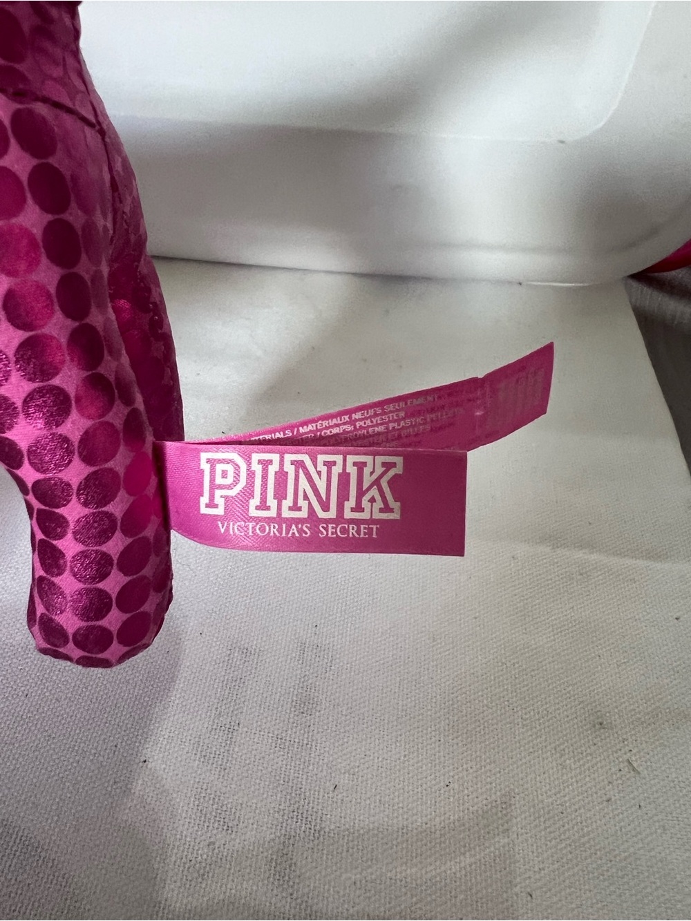 Victoria’s Secret PINK Metallic Polka PEACE Plush Dog Stuffed Animal Collectible - Picture 5 of 5
